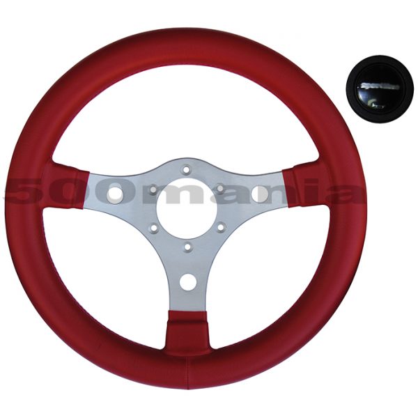 Volante in pelle sky rosso