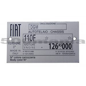 Fiat 500 R inscription plate