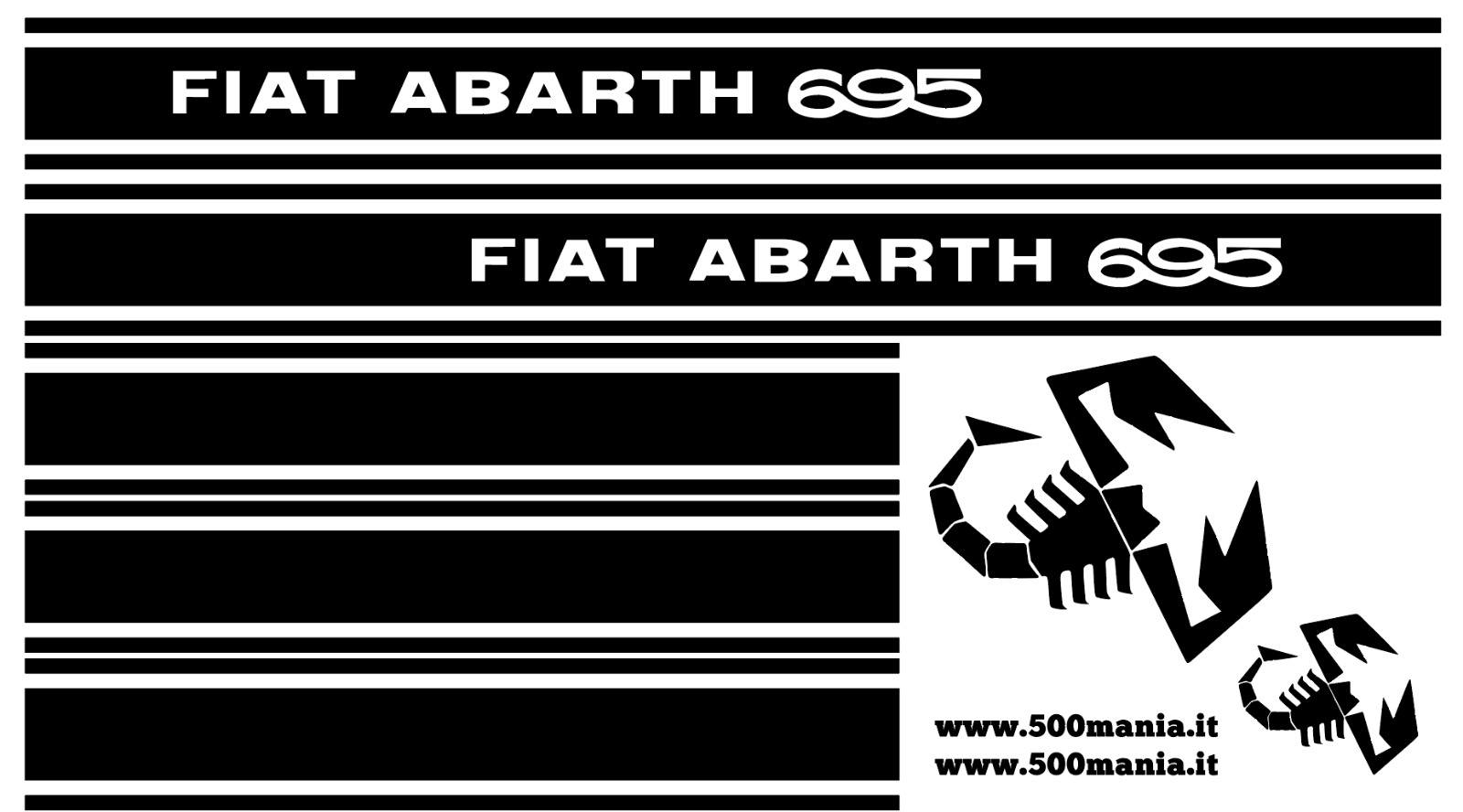 Serie adesivi Abarth 695 per fiancate Fiat 500 F/L/R